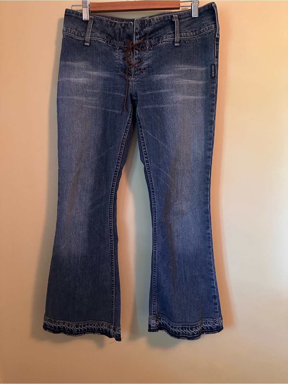 Silver Jeans Blue Lace-Up Flare Jeans- made in Canada